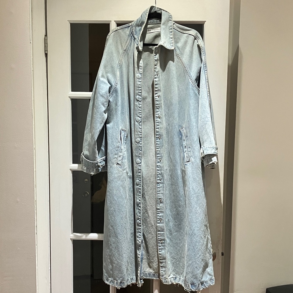 ZARA long denim trench size L/XL